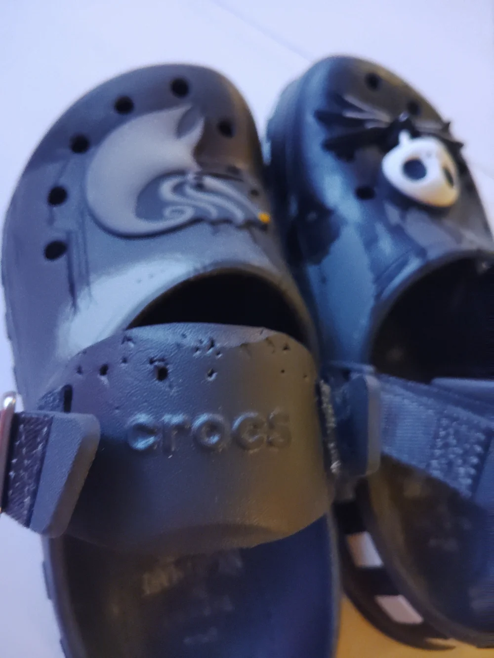 CROCS Black Slip-On Clogs with Halloween Character Charms